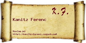 Kanitz Ferenc névjegykártya